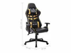 vidaxl Silla de gaming de cuero sintético negro y Dorado