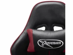 vidaxl Silla Gaming|Silla de gaming de cuero sintético negro y tinto