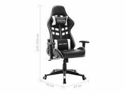 vidaxl Silla de gaming de cuero sintético y blanco Negro Discount