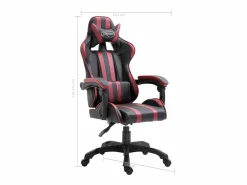 vidaxl Silla de gaming de cuero sintético color vino tinto Rojo Clearance