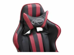 vidaxl Silla de gaming de cuero sintético color vino tinto Rojo Clearance