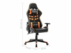 Silla de gaming de cuero sintético negro y naranja^Clicnbuy Outlet