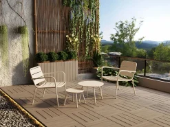 MYLIA Silla de jardín apilable de metal - - MIRMANDE de Beige Discount