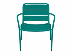 MYLIA Salones De Jardín|Silla de jardín baja apilable de metal - Azul pato - MIRMANDE de