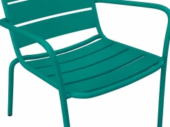 MYLIA Salones De Jardín|Silla de jardín baja apilable de metal - Azul pato - MIRMANDE de