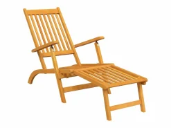 Tumbona|Silla de jardín con reposapiés y mesita madera maciza de acacia ES763821
