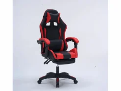 Concept-Usine Silla de Juego de Oficina Ergonómica Reclinable Negro y Rojo con Reposapiés y Cojines Negro / Rojo Outlet