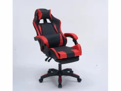 Concept-Usine Silla de Juego de Oficina Ergonómica Reclinable Negro y Rojo con Reposapiés y Cojines Negro / Rojo Outlet