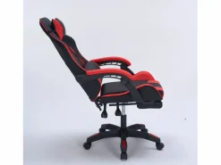 Concept-Usine Silla de Juego de Oficina Ergonómica Reclinable Negro y Rojo con Reposapiés y Cojines Negro / Rojo Outlet