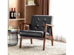 Silla de Madera con Brazos Fahlber - Sillón Relax para Interior/Exterior - Tapizado Beige Opcional^ New
