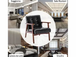 Silla de Madera con Brazos Fahlber - Sillón Relax para Interior/Exterior - Tapizado Beige Opcional^ New
