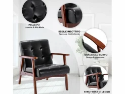 Silla de Madera con Brazos Fahlber - Sillón Relax para Interior/Exterior - Tapizado Beige Opcional^ New