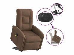 Sillón De Masaje|Silla de masaje reclinable de pie de tela marrón SHL7276