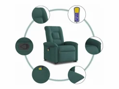 Sillón De Masaje|Silla de masaje reclinable de pie de tela verde oscura SHL3782