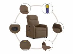 Silla de masaje reclinable de pie de tela marrón SHL8375 Marru00f3n Clearance