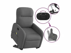 Silla de masaje reclinable de pie de tela gris oscuro SHL3194^ Clearance
