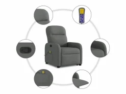 Silla de masaje reclinable de pie de tela gris oscuro SHL3194^ Clearance