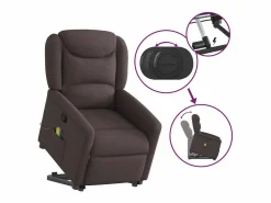 Silla de masaje reclinable de pie de tela marrón oscuro SHL6747 Marru00f3n Discount