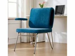 Merax Silla de oficina - 77 x 70 x 89 cm - con cama para gatos integrada - reposabrazos reemplazables - Madera + Acero - Azul