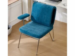 Merax Silla de oficina - 77 x 70 x 89 cm - con cama para gatos integrada - reposabrazos reemplazables - Madera + Acero - Azul