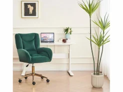 DripeX Silla de oficina - Velvet - - Altura ajustable - con ruedas giratorias y respaldo ergonómico - 62x64x88/97cm Verde Online