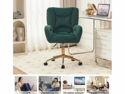DripeX Silla de oficina - Velvet - - Altura ajustable - con ruedas giratorias y respaldo ergonómico - 62x64x88/97cm Verde Online