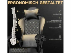 Hauss Spole Silla de oficina con masaje y reposapiés - Silla gaming de piel sintética - Gris Negro Discount