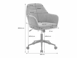 Sweeek Silla de oficina con ruedas ajustable metal y tela Gris Outlet