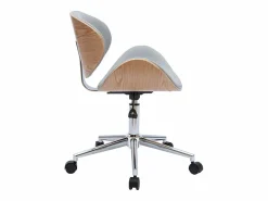 Miliboo Silla De Oficina|Silla de oficina con ruedas diseño en tela claro, madera clara y acero cromado WALNUT