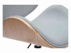 Miliboo Silla De Oficina|Silla de oficina con ruedas diseño en tela claro, madera clara y acero cromado WALNUT