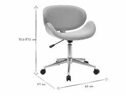 Miliboo Silla De Oficina|Silla de oficina con ruedas diseño en tela claro, madera clara y acero cromado WALNUT