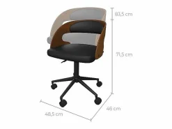 Rendez-Vous Déco Silla de oficina con ruedas en madera oscura y PU - Louis Negro New