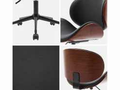 Sweeek Silla De Oficina|Silla de oficina con ruedas, madera curvada y acabado en polipiel