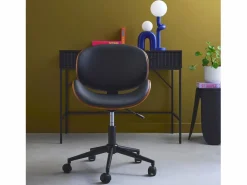 Sweeek Silla De Oficina|Silla de oficina con ruedas, madera curvada y acabado en polipiel