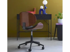 Sweeek Silla De Oficina|Silla de oficina con ruedas, madera curvada y acabado en polipiel