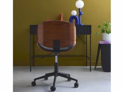Sweeek Silla De Oficina|Silla de oficina con ruedas, madera curvada y acabado en polipiel