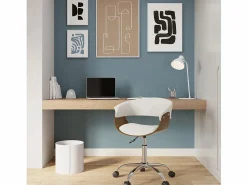 Silla de oficina con ruedas en madera y PU - Basile^Rendez-Vous Déco Outlet