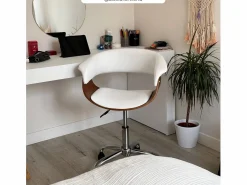 Silla de oficina con ruedas en madera y PU - Basile^Rendez-Vous Déco Outlet