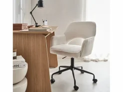 Silla de oficina con ruedas en borreguito y base negra^Sweeek Sale