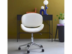 Sweeek Silla De Oficina|Silla de oficina con ruedas, madera curvada y acabado en polipiel