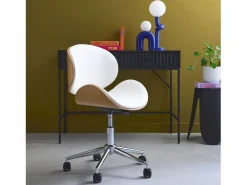Sweeek Silla De Oficina|Silla de oficina con ruedas, madera curvada y acabado en polipiel