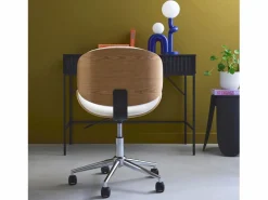 Sweeek Silla De Oficina|Silla de oficina con ruedas, madera curvada y acabado en polipiel
