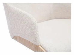 Miliboo Silla de oficina con ruedas de tela chenilla , madera clara y metal cromado EARL Beige Sale
