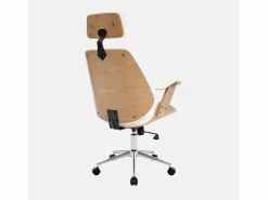 Sweeek Silla De Oficina|Silla de oficina con ruedas, madera curvada y acabado en polipiel