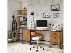 Rendez-Vous Déco Silla De Escritorio|Silla de oficina con ruedas en madera y PU - Louis