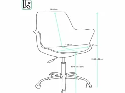 Silla de oficina de diseño, asiento con cojín y reposabrazos integrados, altura ajustable, giratorio, base de metal, ruedas suaves MOTO^Kayelles Online
