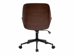 Silla de oficina de diseño negra con ruedas, madera oscura y metal MARLOW^Miliboo Discount