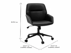 Silla de oficina de diseño negra con ruedas, madera oscura y metal MARLOW^Miliboo Discount