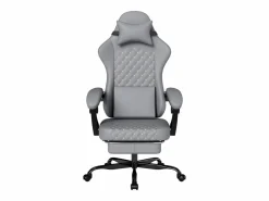 Hauss Spole Silla De Oficina|Silla de oficina de masaje con reposapiés - Silla gaming de piel sintética - Color negro