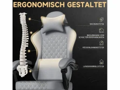 Hauss Spole Silla De Oficina|Silla de oficina de masaje con reposapiés - Silla gaming de piel sintética - Color negro